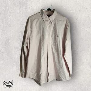 Ralph Lauren Men's Striped Shirt Size 17 Long Sleeve Button Down Classic Fit Top